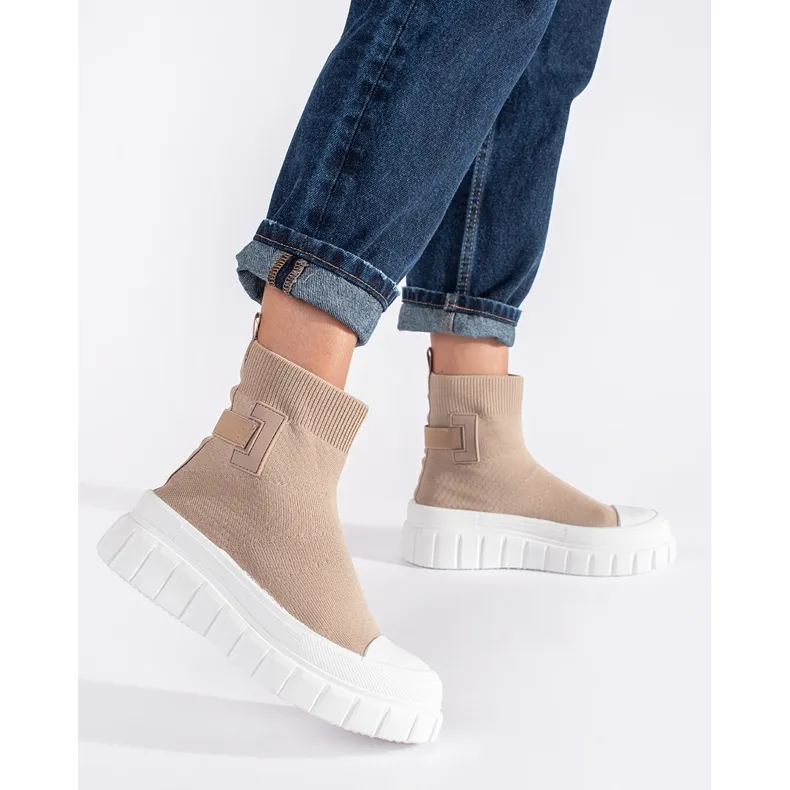 Seastar Beige high platform sneakers