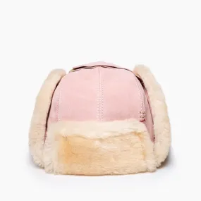  Sheepskin Bomber Hat in Pink Blush  