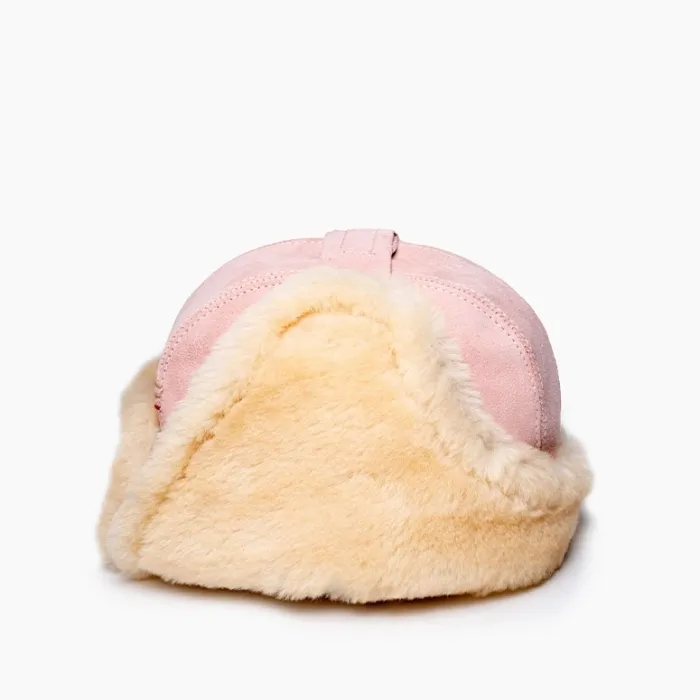  Sheepskin Bomber Hat in Pink Blush  