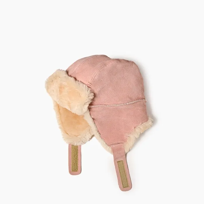  Sheepskin Bomber Hat in Pink Blush  