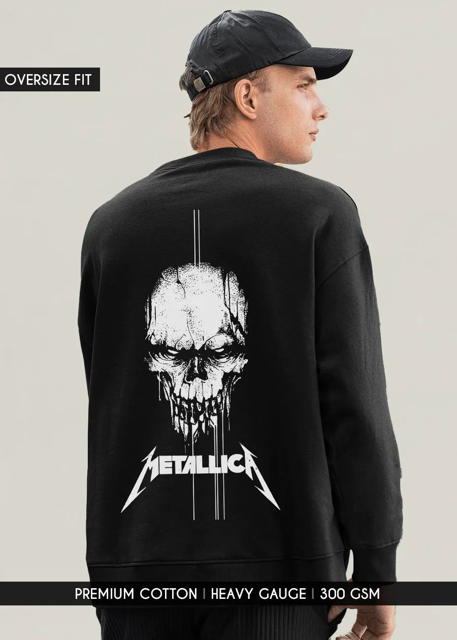 Skull Metallica Men Drop Shoulder Premium Terry Sweatshirt