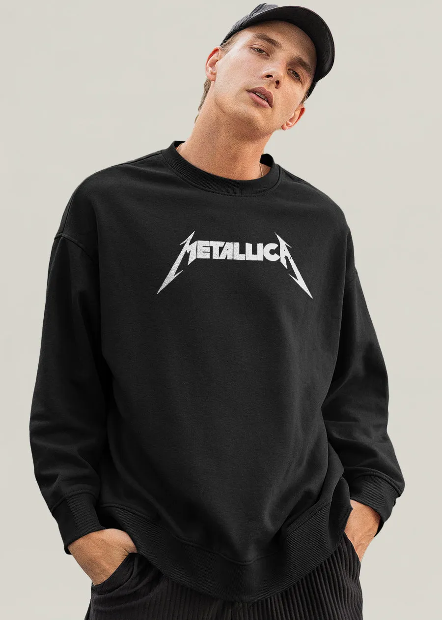 Skull Metallica Men Drop Shoulder Premium Terry Sweatshirt