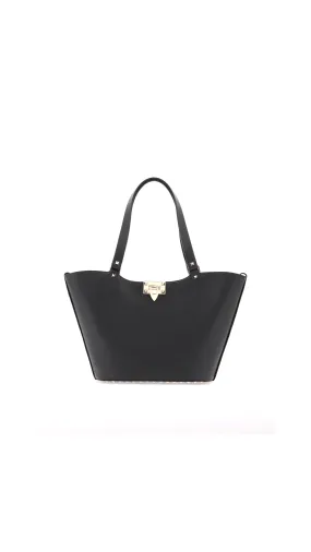 Grainy Calfskin Rockstud Bag - Black