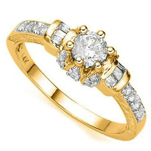 SOLID 10KT GOLD LADIES MOISSANITE RING WITH BAGUETTE