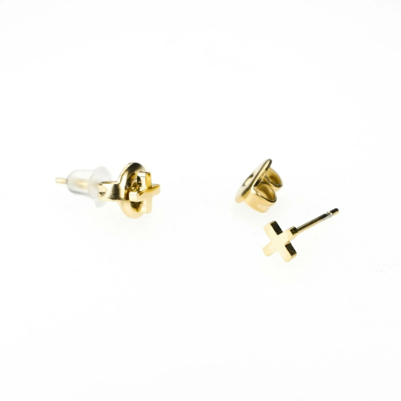 Solid Gold Ladies Jewelry Modern Simple Cross Shape Studs Design SE9