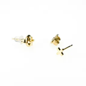 Solid Gold Ladies Jewelry Modern Simple Cross Shape Studs Design SE9