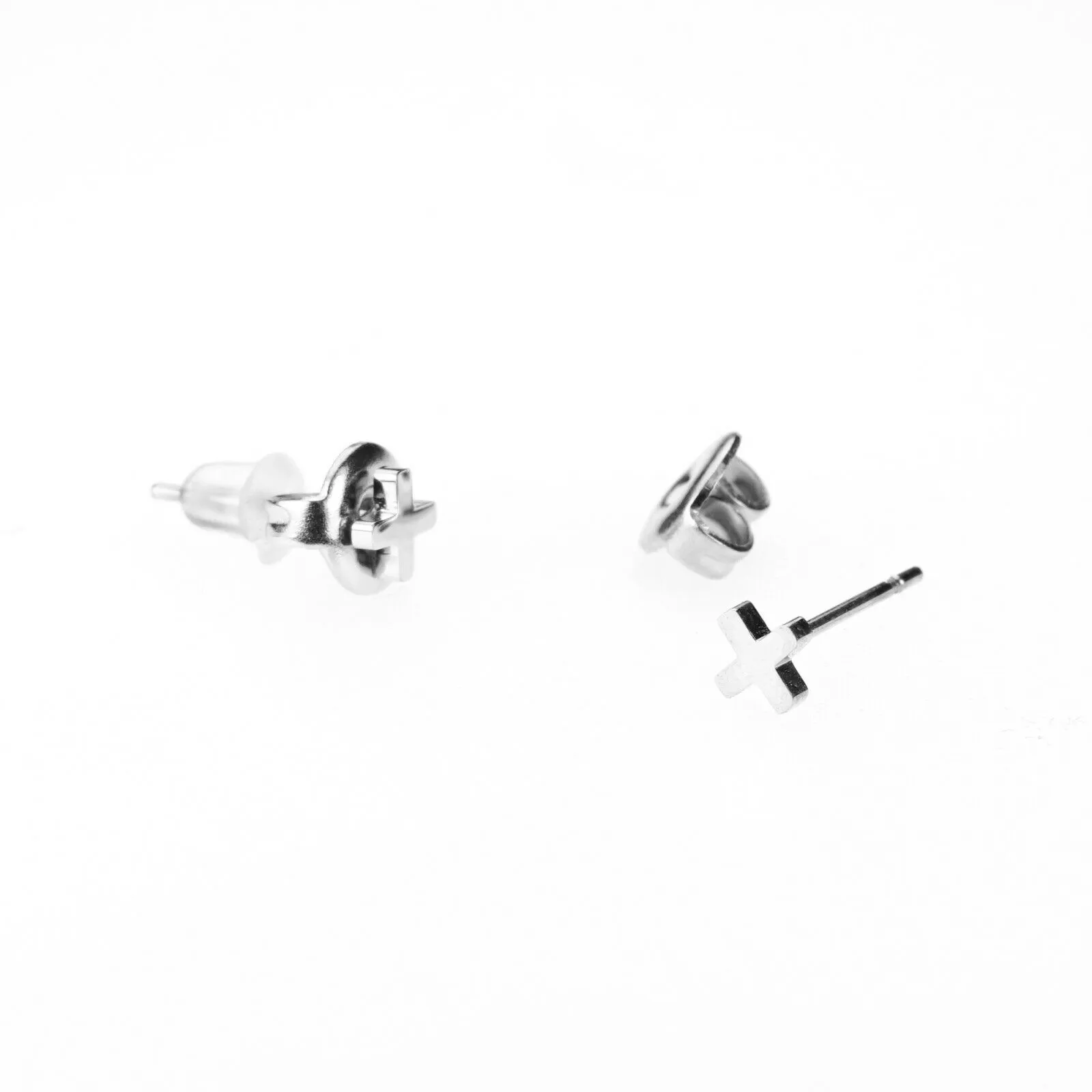 Solid Gold Ladies Jewelry Modern Simple Cross Shape Studs Design SE9W