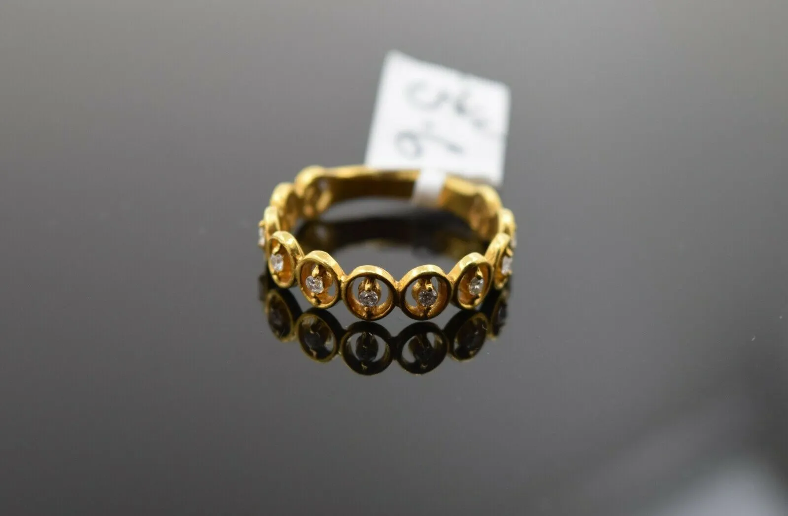 Solid Gold Simple Elegant Ladies Charm Ring | Size 7.8 | Resizable - r2095