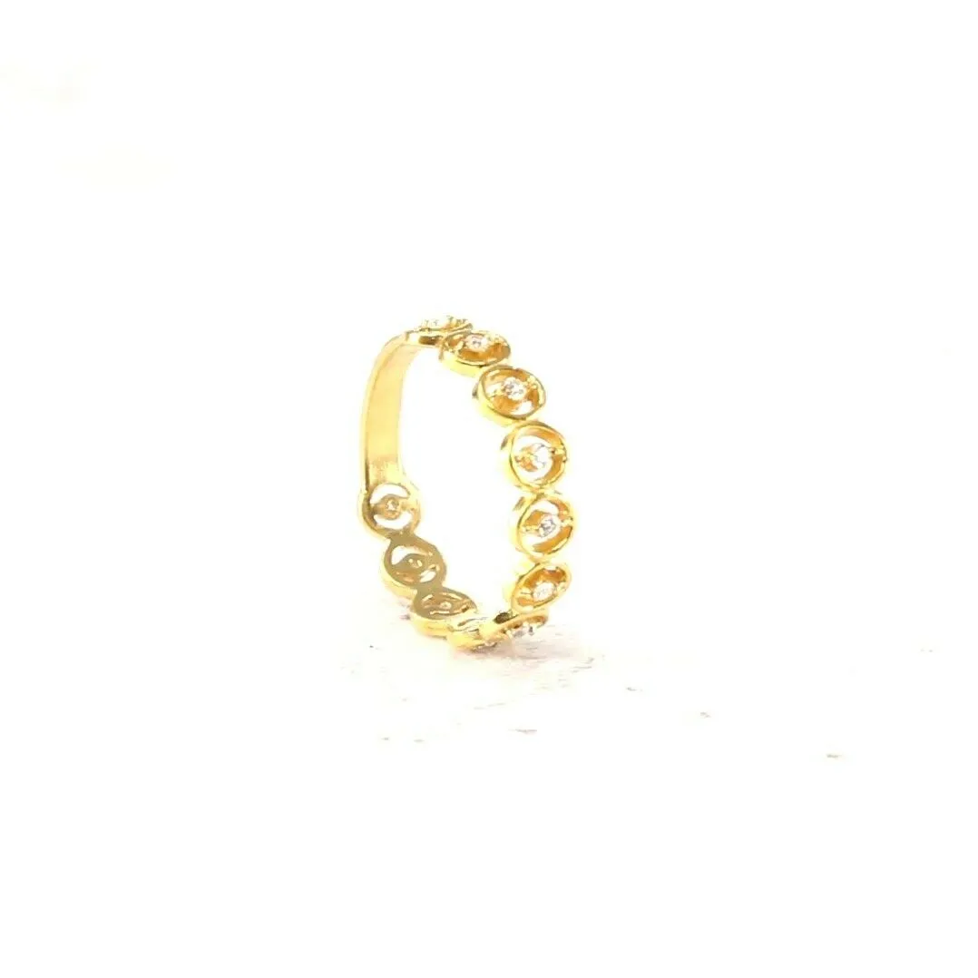 Solid Gold Simple Elegant Ladies Charm Ring | Size 7.8 | Resizable - r2095