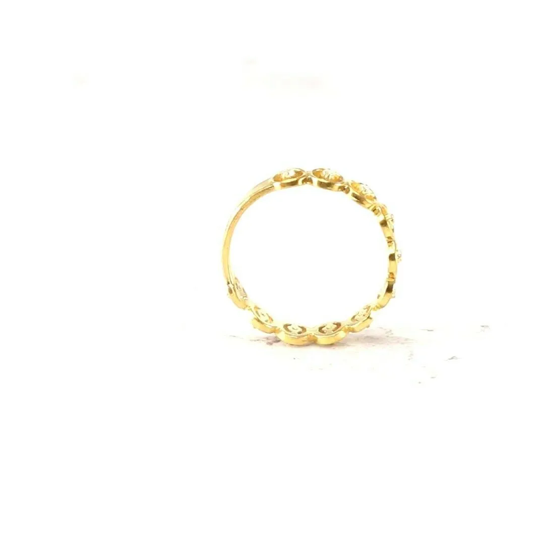 Solid Gold Simple Elegant Ladies Charm Ring | Size 7.8 | Resizable - r2095