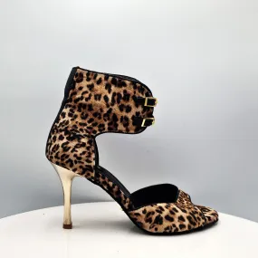 Spica Leopard Wide Heel 7.5cm Suede Shoes