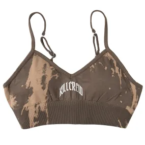 SPLATTER SPORTS BRA - BROWN / TAN