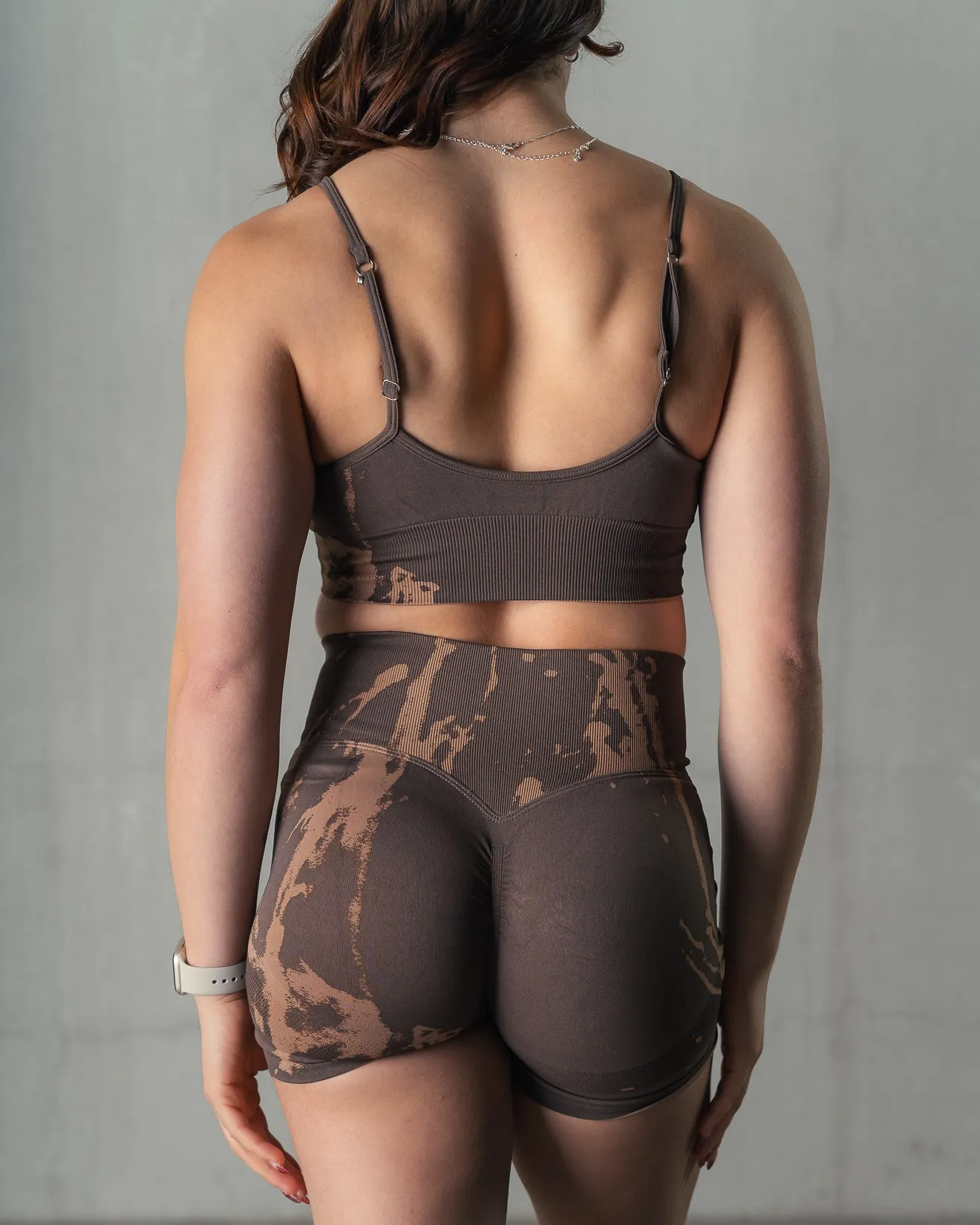 SPLATTER SPORTS BRA - BROWN / TAN