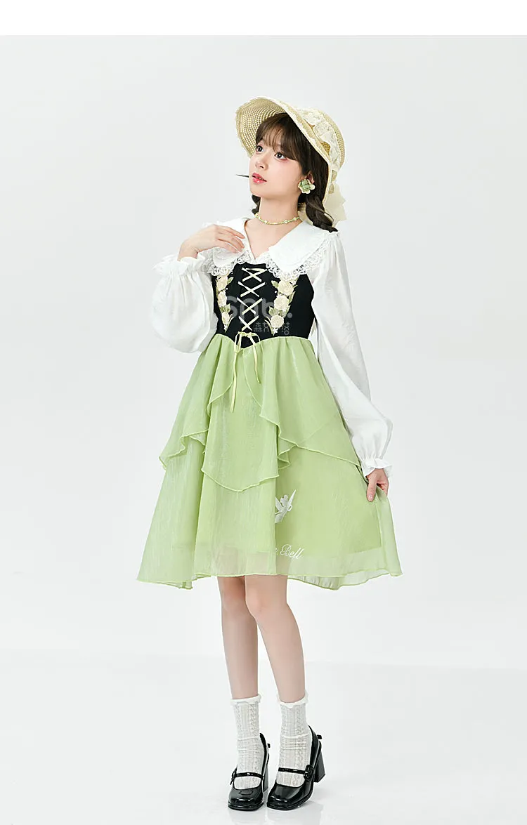 Lovely Flower Girl Green Dress Spring ON622