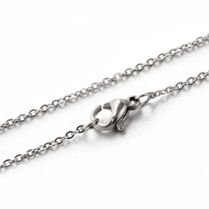 Stainless Steel Flat Cable Chain Necklace - 17.5 Inches