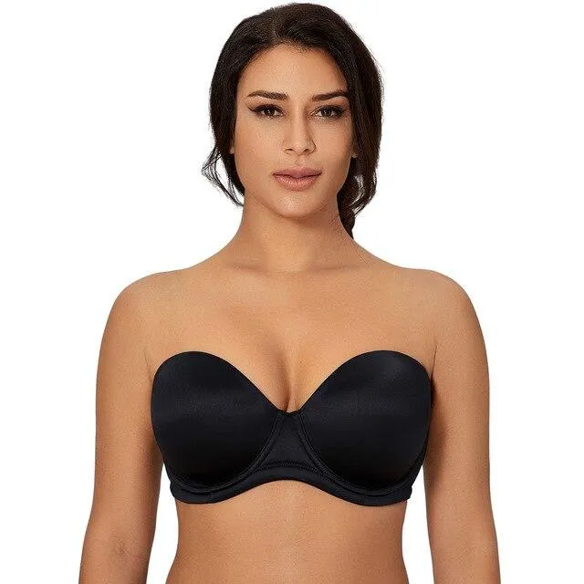 Strapless Black Multiway Seamless Push Up Bra for Plus Size Women