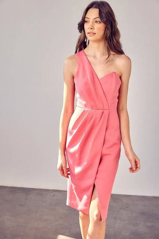 Stylish One Shoulder Wrap Dress