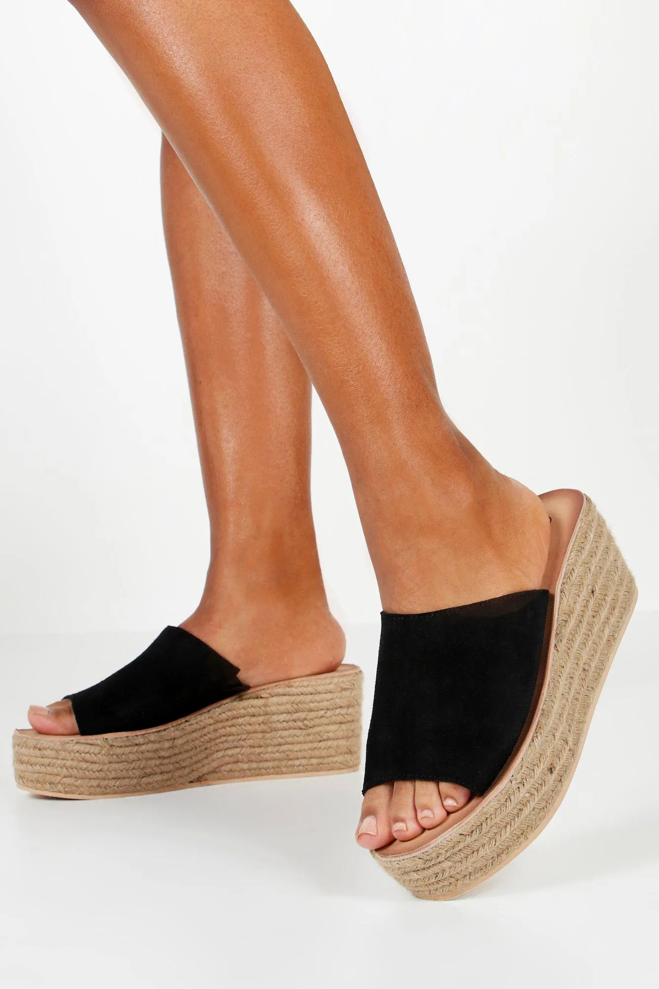 Suede Mule Espadrille Wedges