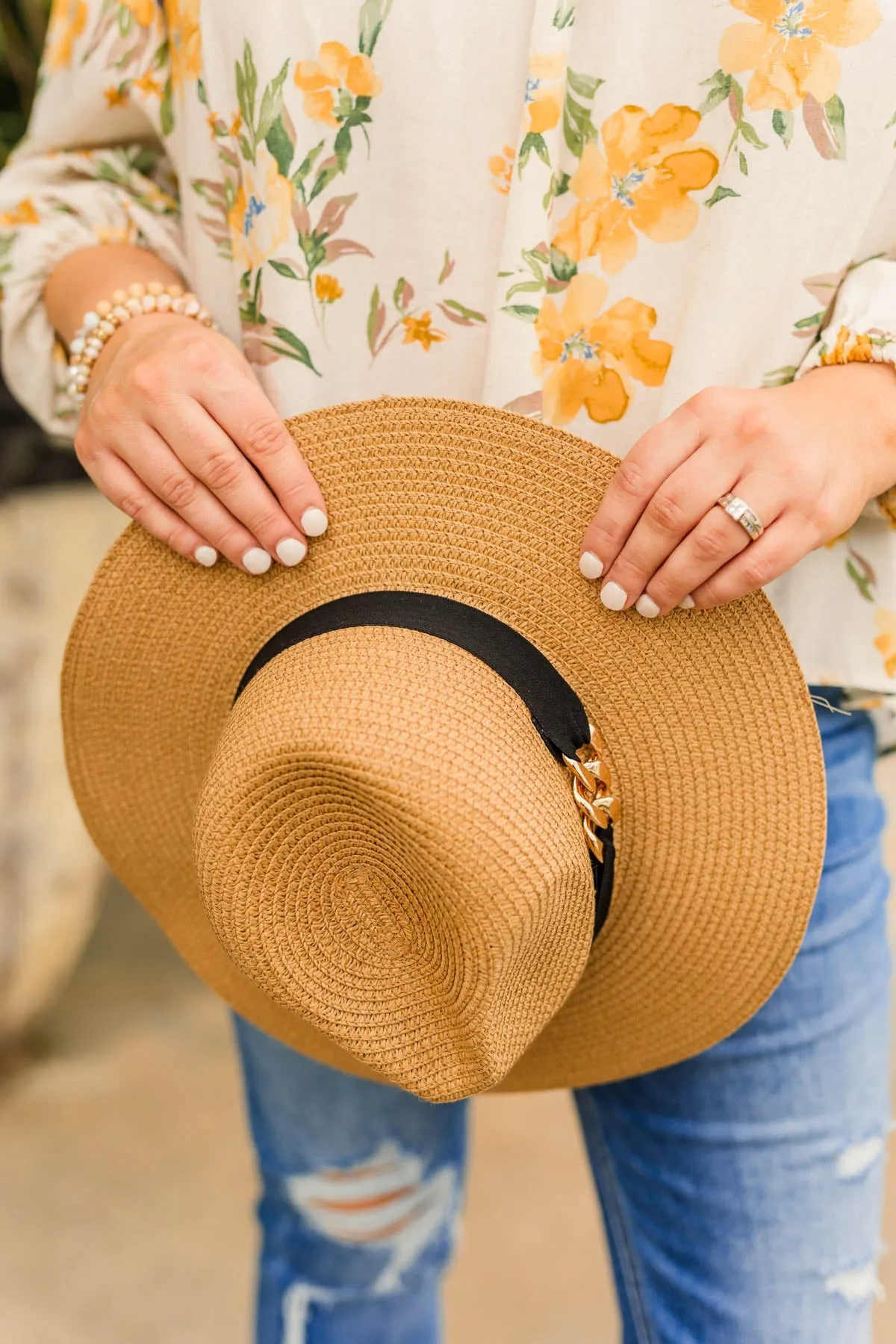 Woven Panama Hat in Tan - Sunshine Delight