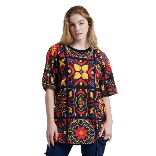 Red Maiolica Pattern Tee by T-Shirt Dolly Noire