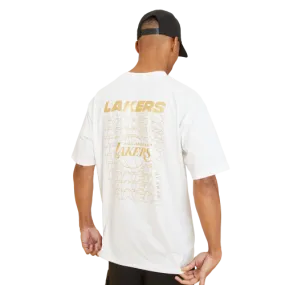 LA Lakers White Metallic Print T-Shirt