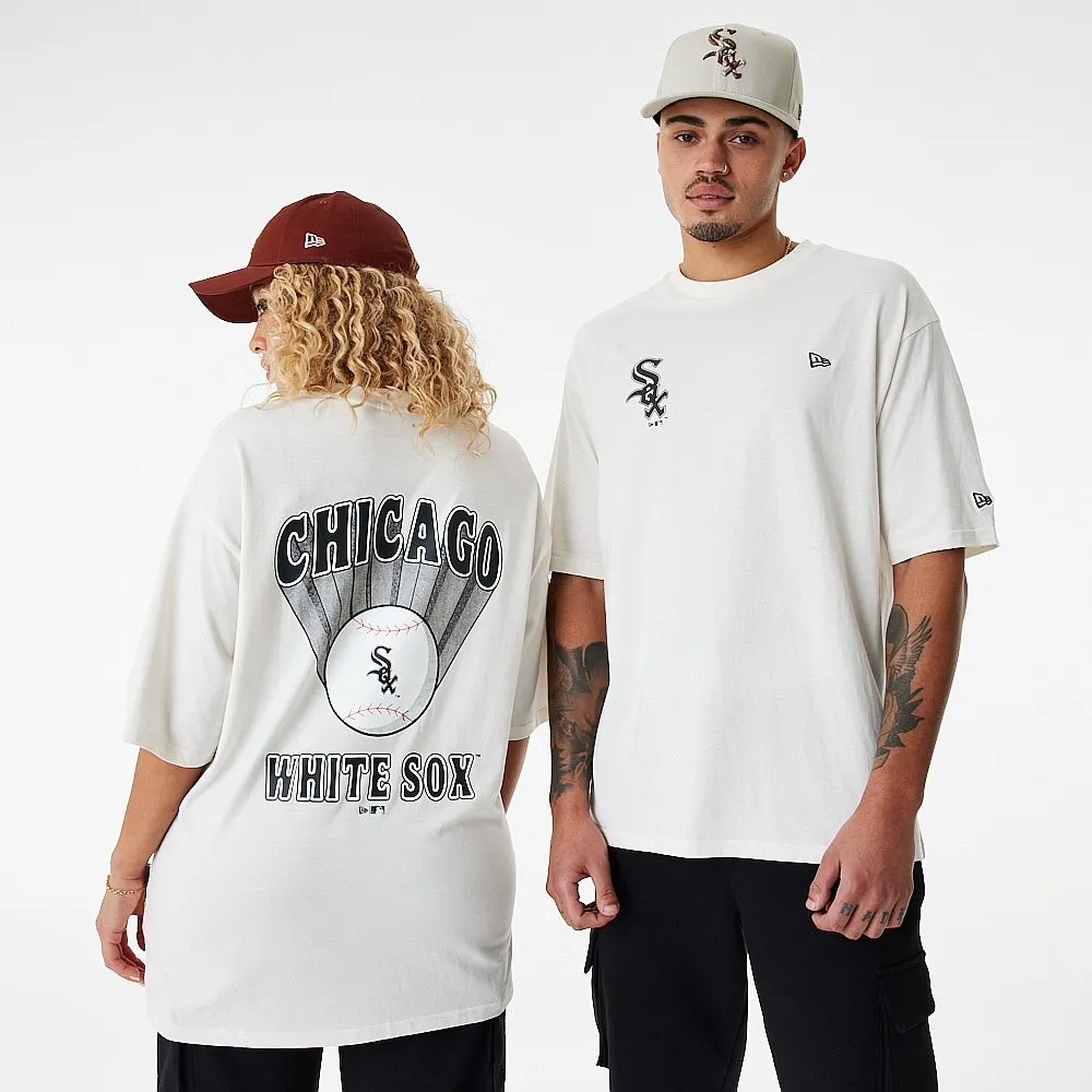 T-Shirt New Era Baseball Graphic OS MLB Chicago White Sox - Off White/Black