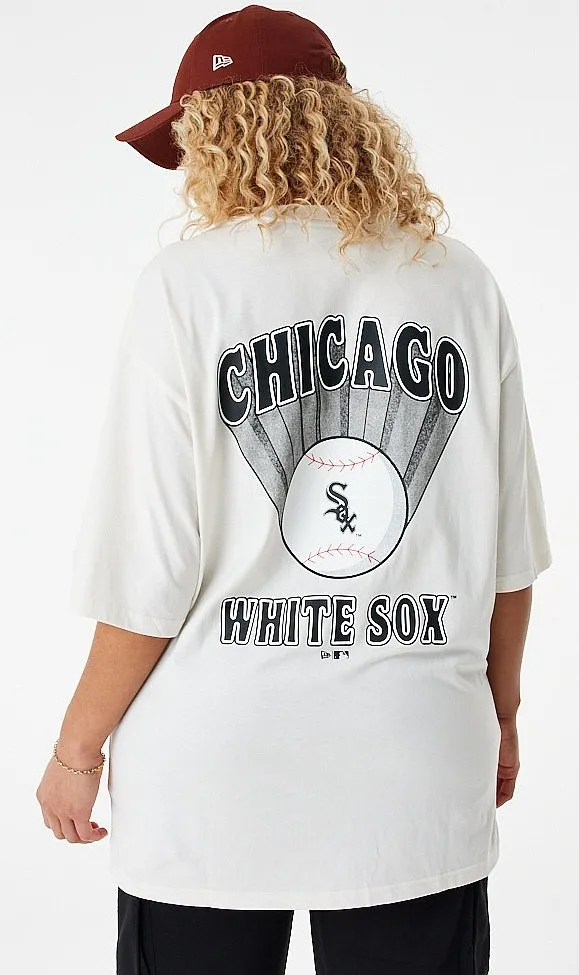 T-Shirt New Era Baseball Graphic OS MLB Chicago White Sox - Off White/Black