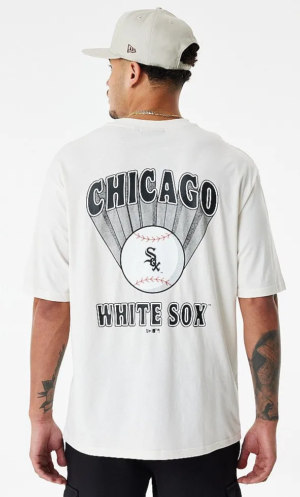 T-Shirt New Era Baseball Graphic OS MLB Chicago White Sox - Off White/Black