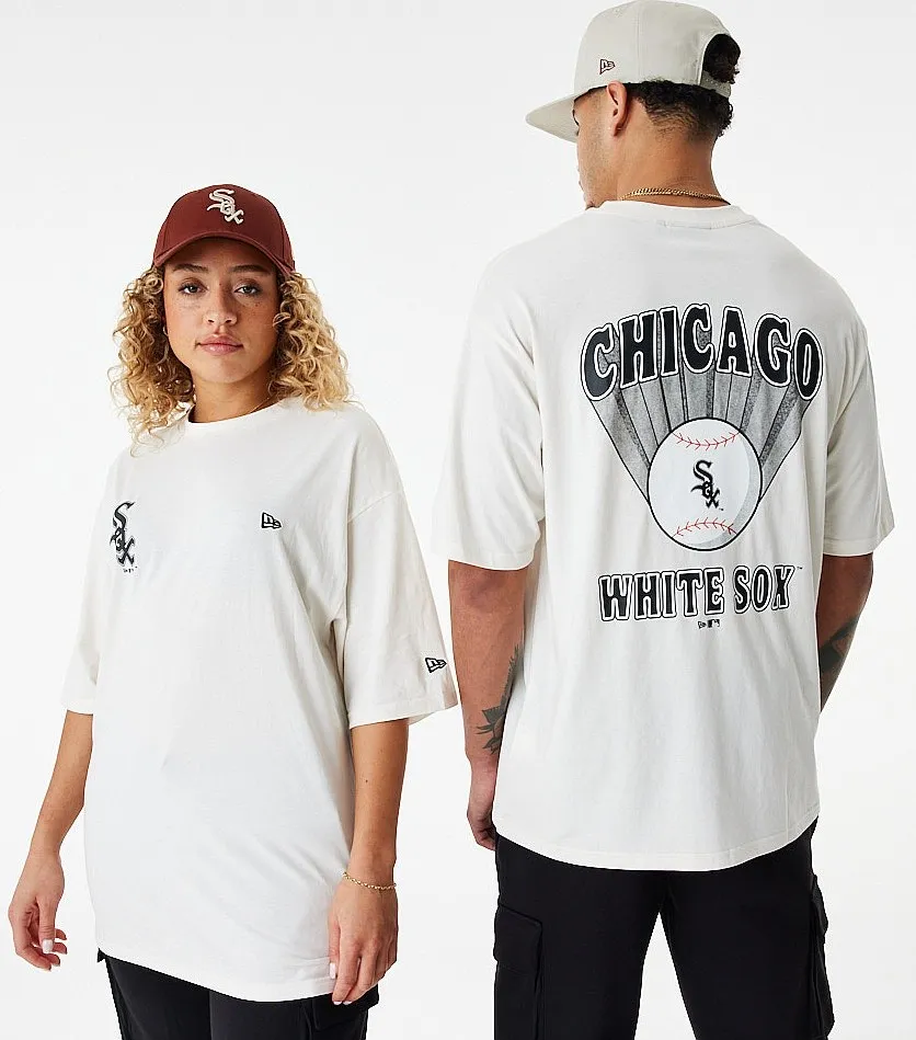 T-Shirt New Era Baseball Graphic OS MLB Chicago White Sox - Off White/Black