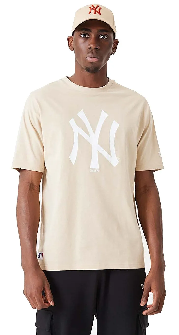 T-Shirt New Era League Essential CF Oversized MLB New York Yankees - Oatmeal/White