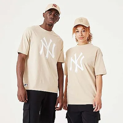 T-Shirt New Era League Essential CF Oversized MLB New York Yankees - Oatmeal/White