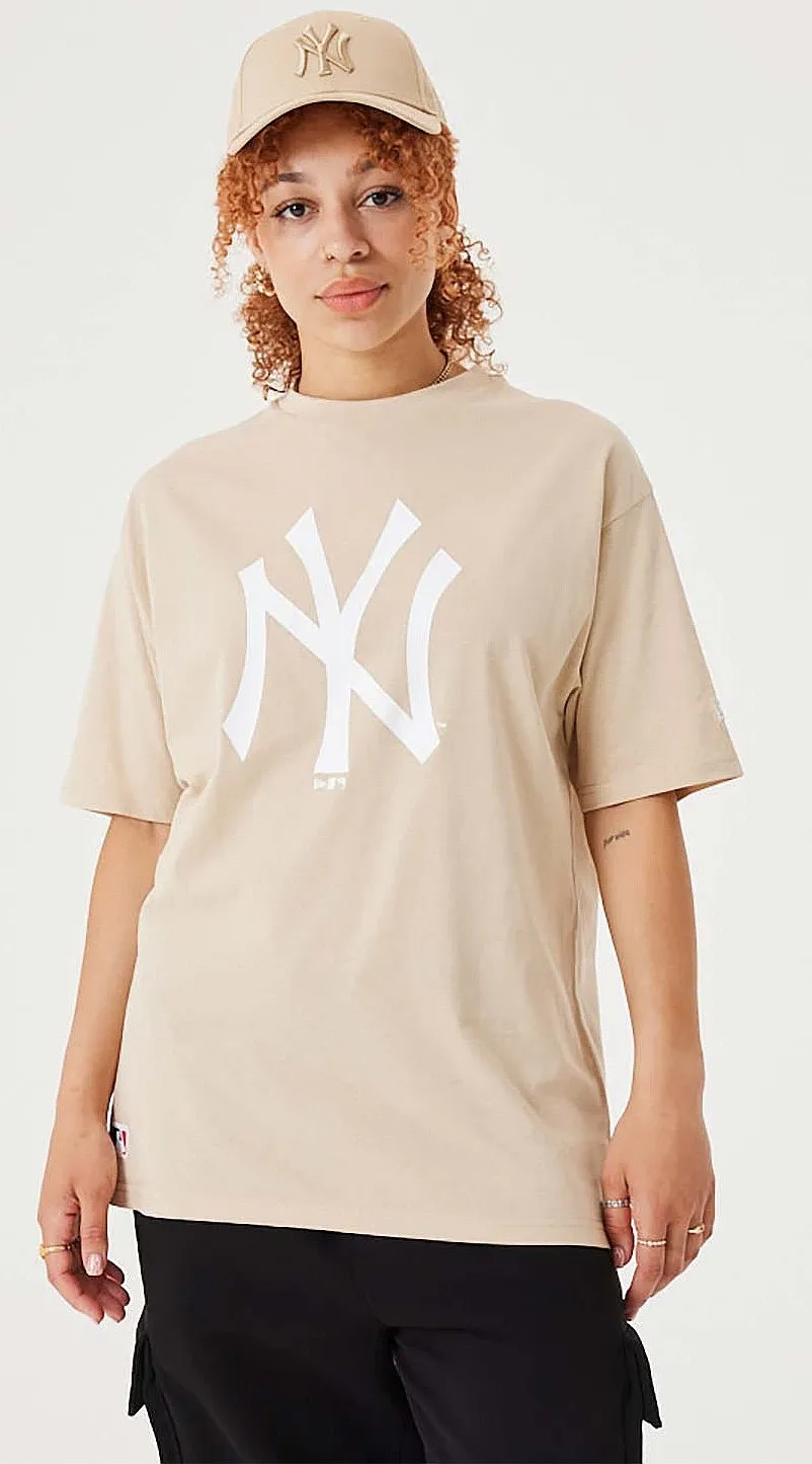 T-Shirt New Era League Essential CF Oversized MLB New York Yankees - Oatmeal/White