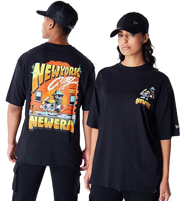 T-Shirt New Era Location Graphic Oversized Branded - Black/White