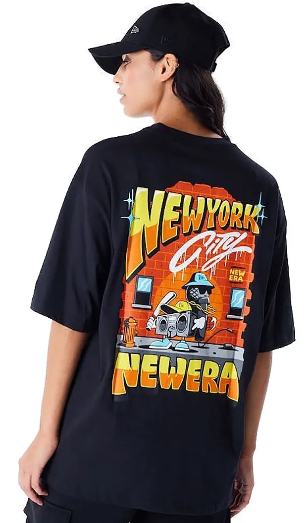 T-Shirt New Era Location Graphic Oversized Branded - Black/White