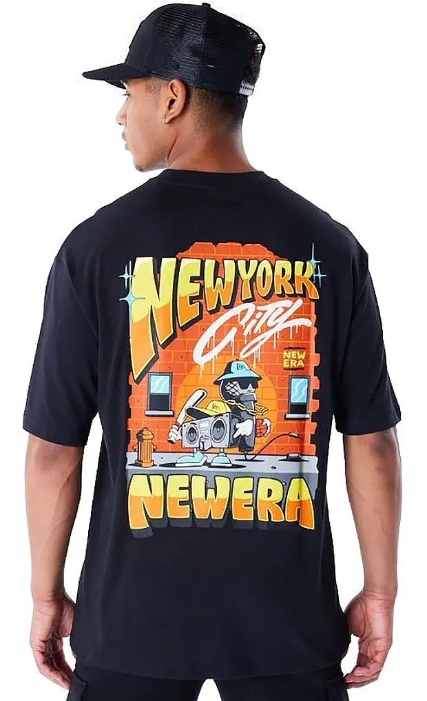 T-Shirt New Era Location Graphic Oversized Branded - Black/White