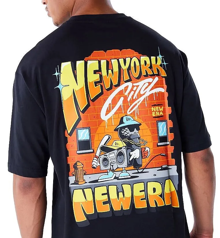 T-Shirt New Era Location Graphic Oversized Branded - Black/White