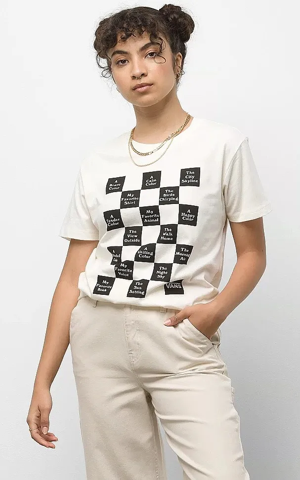 T-Shirt Vans Checkeboard Day 21 - Marshmallow - women´s