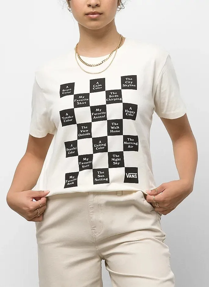 T-Shirt Vans Checkeboard Day 21 - Marshmallow - women´s