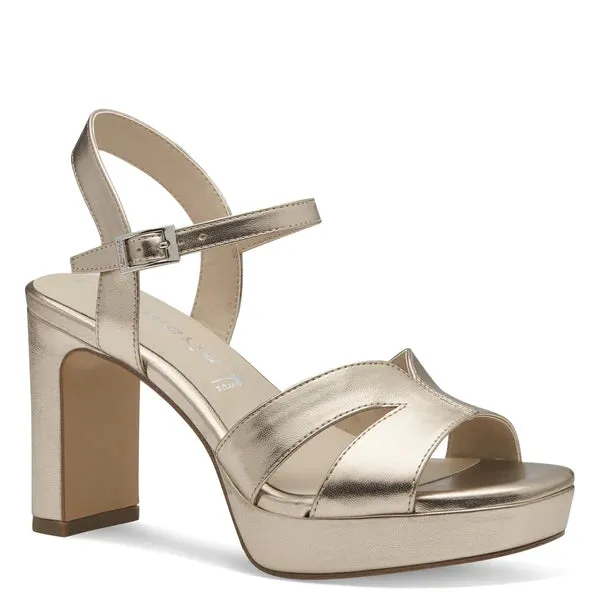 Gold Block Heel Sandal