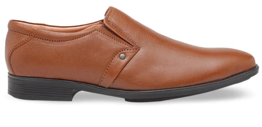 Teakwood Genuine Leather Tan Slip-On Shoes