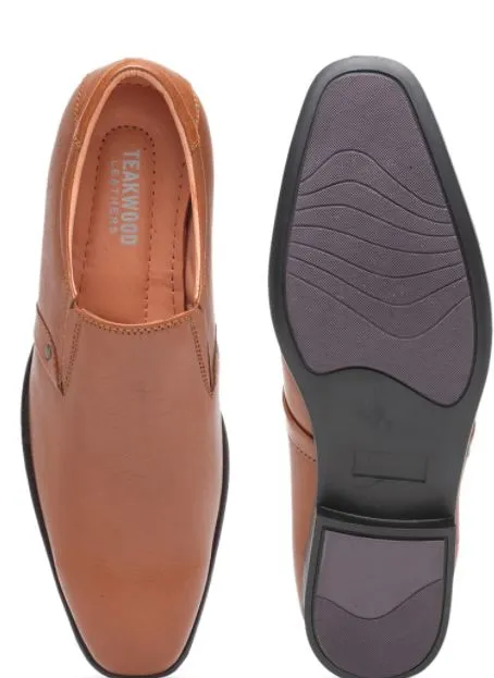 Teakwood Genuine Leather Tan Slip-On Shoes