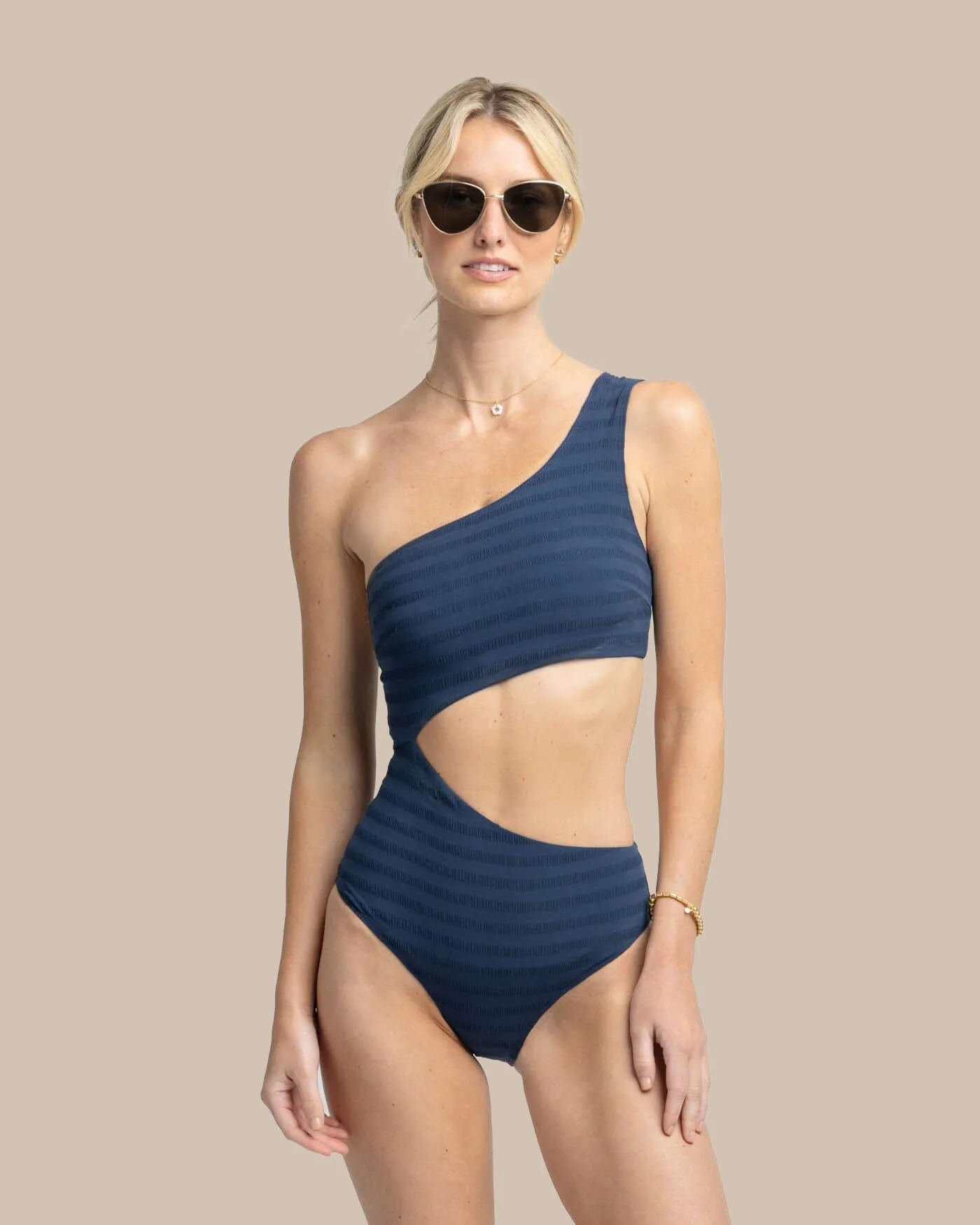 Texture One Shoulder One-Piece