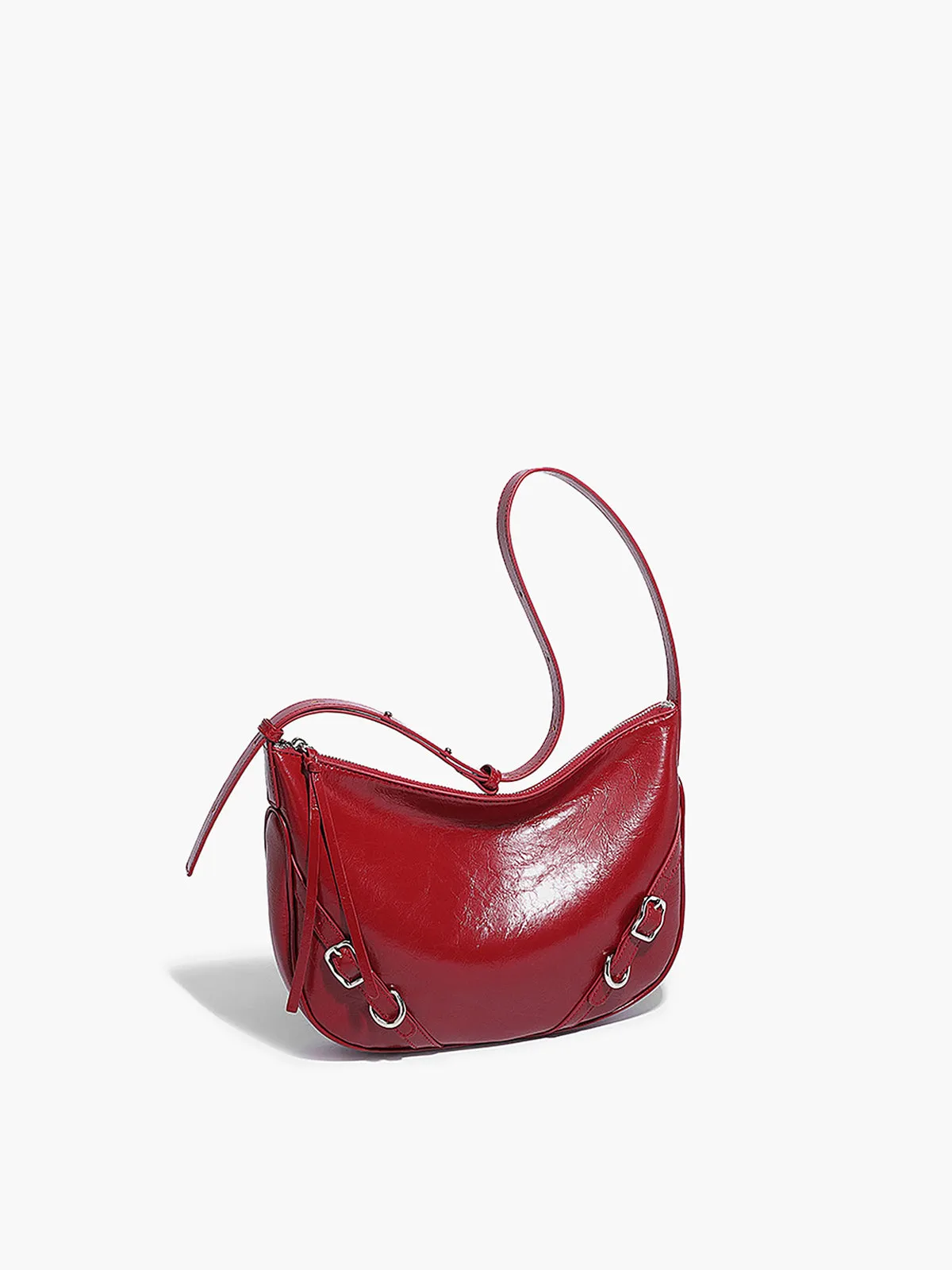 Textured Zipper Shoulder Bag