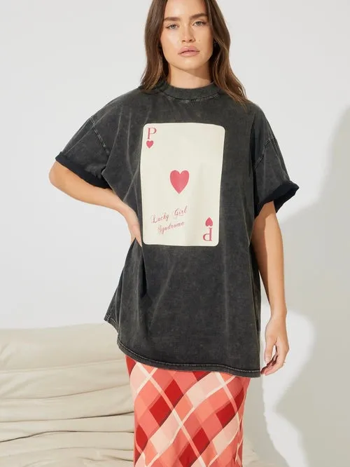 The Lucky Girl Tee - Vintage Black