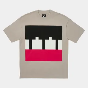 The Trilogy Tapes Block T-Shirt - Grey/White/Ruby