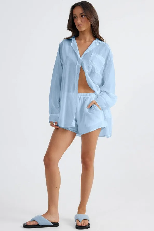 Thea Oversized Shirt - Baby Blue