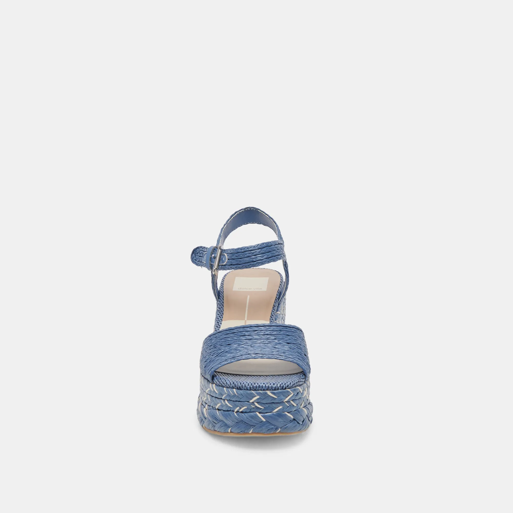 Tiago Blue Raffia Wedges