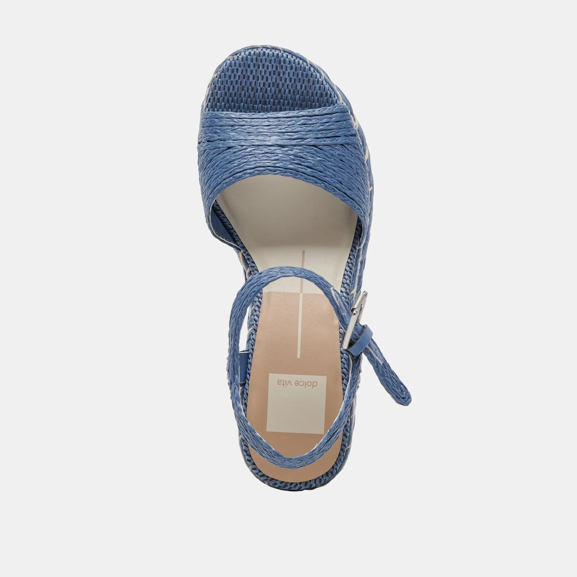 Tiago Blue Raffia Wedges