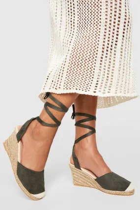 Toe Cap Detail Strappy Tie Leg Wedges