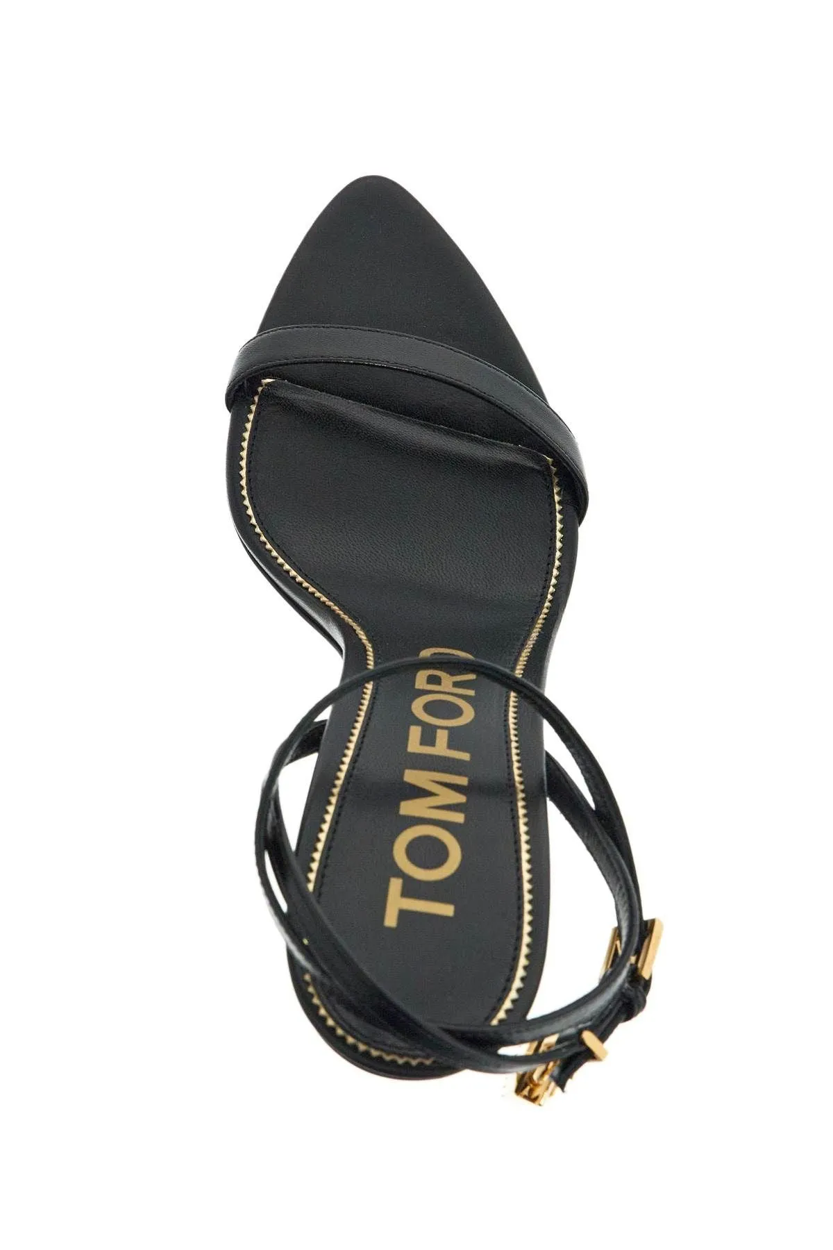 Tom Ford Black Goat Leather Sandals With 10 Cm Stiletto Heel And Ankle Strap